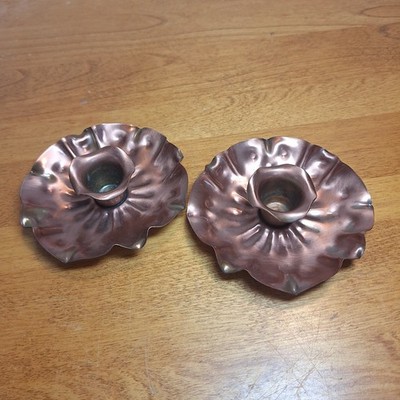 Vtg Gregorian Hand Wrought Copper Candle Stick Set of 2 Made In USA MSM Decor