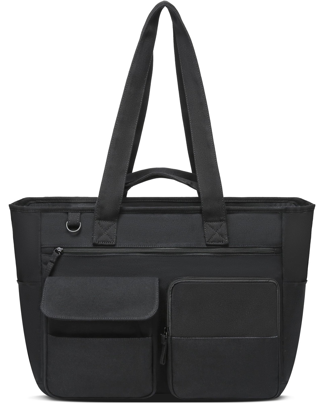 Large Canvas Tote Bag with Zipper and Pockets for Women Util