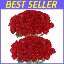 Realistic Silk Red Roses 50 Bulk