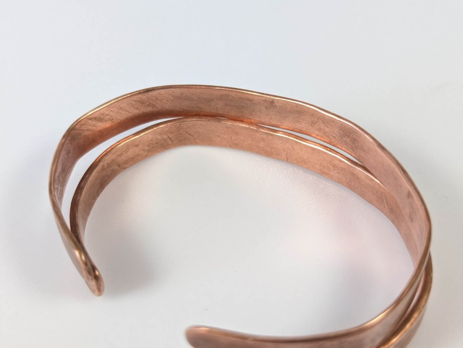 Vtg Solid Copper Handmade Plain Simple Smooth Ban… - image 10