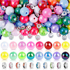 320 PCS Beads for Pens, 14 mm Focal Beads 8 mm Rhinestone Spacers Bead, Fit fo