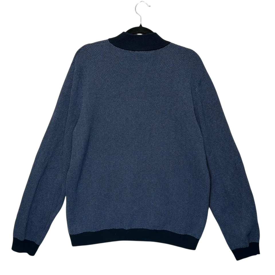 J. McLaughlin 1/4 Zip Pullover Sweater Men's Sz XL Navy Blue Coastal Prep Cotton - Image 3 of 4