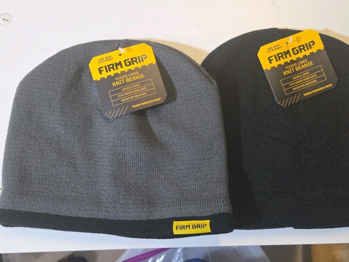2x Firm Grip 1 Gray + 1 Black Knit Yellow Fleece Lined 