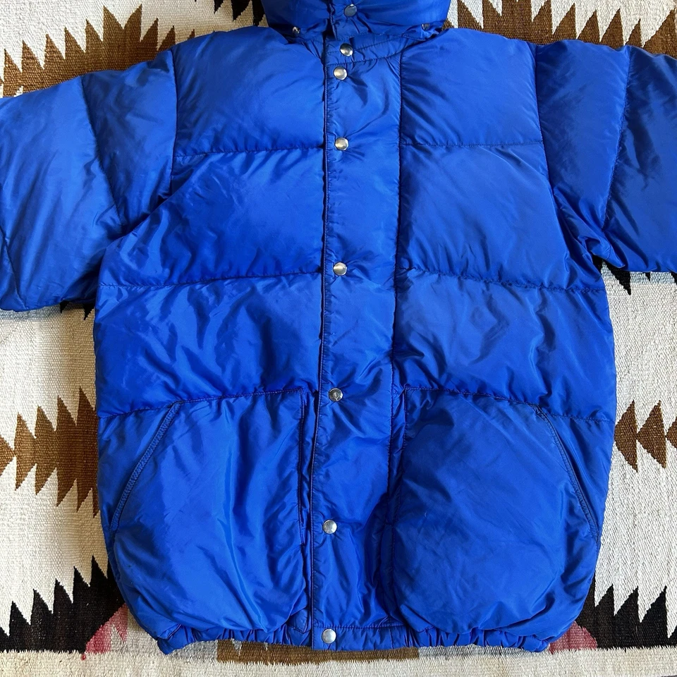 Chaqueta Parka con Capucha Plumón de Ganso REI Expedition Años 70 De Colección Talla M - Azul Foto 2 de 4