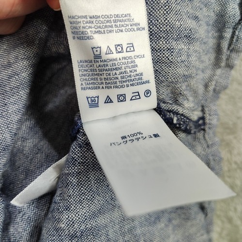 Vestido Camisa Midi Lands' End 100% Lino Talla L (14-16) Azul Cambray Bolsillos Playa - Imagen 11 de 12