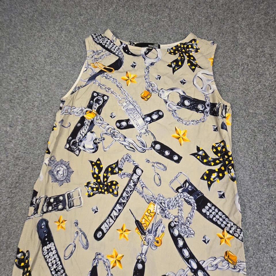 Love Moschino Dress Womens 6 beige all over print casual midi tank dress Size 6 - Image 4 of 4