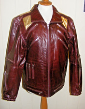 GIACCA PELLE NUOVA CON ETICHETTE MICHAEL JACKSON BEAT IT RANGE pelle ciliegia piccola 38"