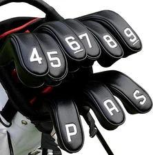 BIG TEETH Golf Hybrid Iron Head Cover 9Pcs, Long Hybrids balck or white 