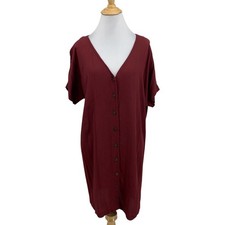 Madewell Dress Womens XXS 2XS Burgundy Button Front Lightweight Shapeless Relax