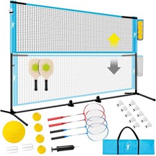 Portable Pickleball  Badminton Net Set - Adjustable Volleyball Combo for Indoor