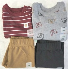 Garanimals 18mo Baby Boy 4Pc Bodysuit Fleece Top Jogger Pants Brown & Black NWT