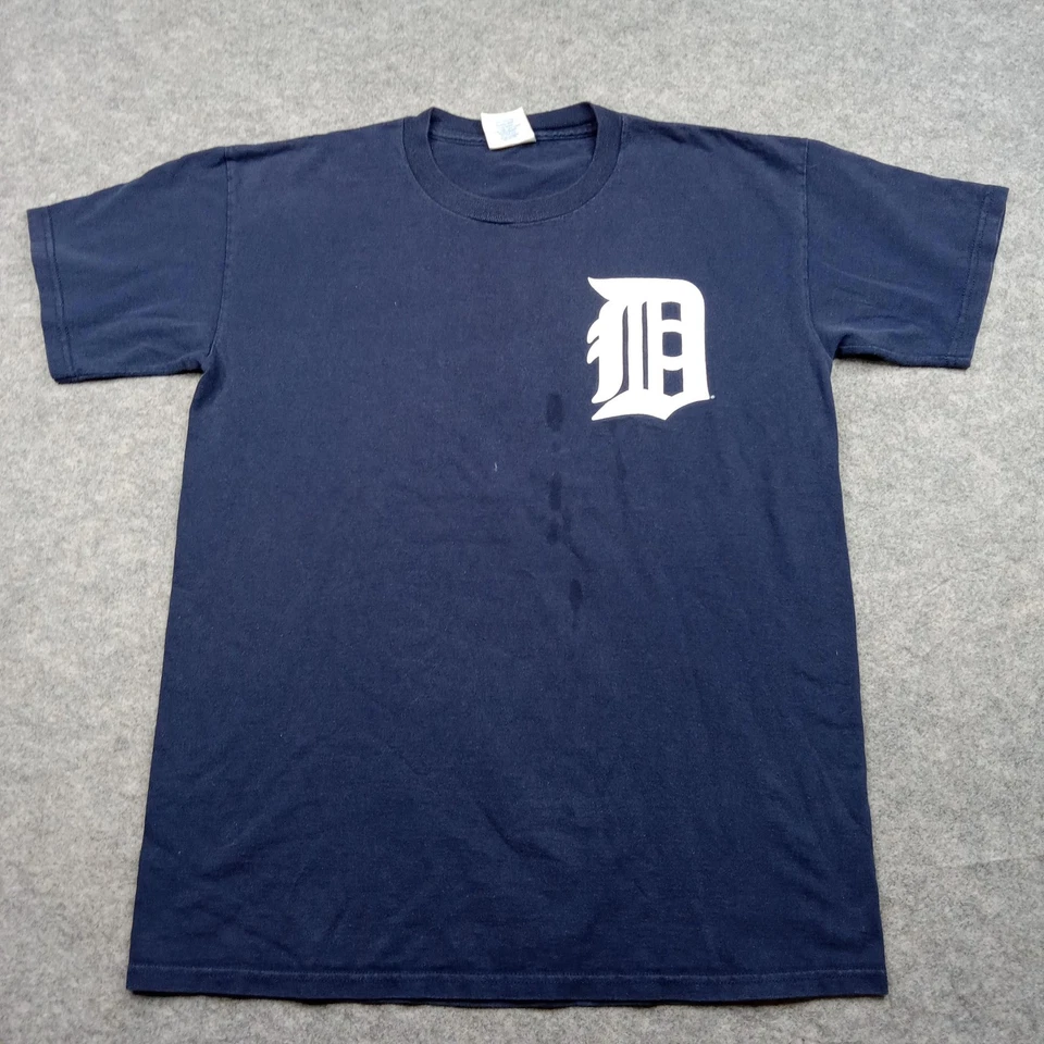 Detroit Tigers Shirt Mens XL Navy MLB Baseball Rodriguez 7 Majestic Cotton Tee - Image 2 of 4