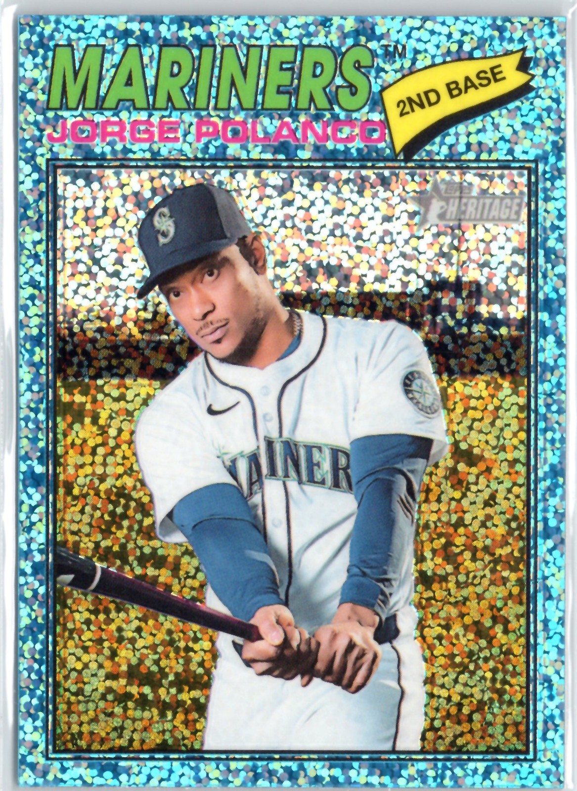 2026 Topps Heritage #135 Jorge Polanco Chrome Light Blue Sparkle Refractors