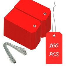100 Pieces Plastic Shipping Tags with Reinforced Wire Blank Heavy Duty Shipping