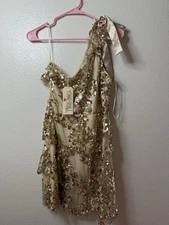 Southern Fried Chics NWT Women's Gold Sequin, Party Style Dress, Size Large