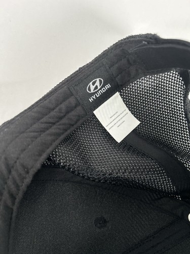 Hyundai Snapback Mesh Back Trucker Hat Black Adjustable Solid Vent Holes - Picture 8 of 8