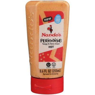 Nando's Perinaise, Tangy and Fiery Mayo, Hot, Squeeze Bottle, 15.24 cm tall 