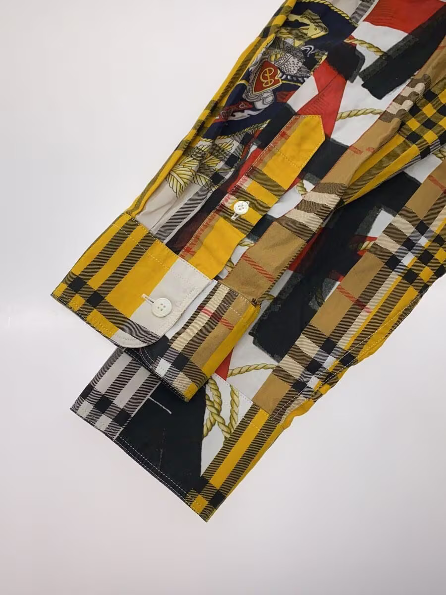 BURBERRY Long Sleeve Shirt, Medium, Cotton, Yellow and White, All-Over Print, 80 thumbnail 5