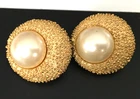 Vintage Earrings SIGNED TRIFARI Faux Pearl Clipon Gold tone Jewelry lot x