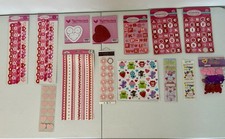 NIP Valentines Day Lot 14Scrapbook Paper Borders, Arts Crafts, Stickers Cute