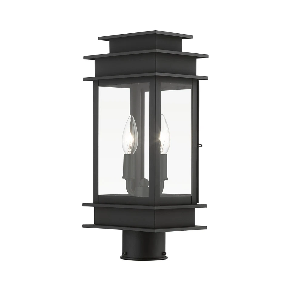 Livex Lighting 2015 Princeton 2 Light 17" Tall Post Light - Black / Polished - Image 3 of 4