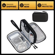 Electronic Organizer Travel Tech Pouch with Hand Strap, Waterproof Oxford, Black