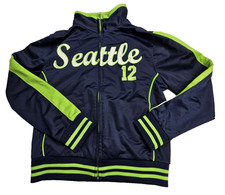 Seattle Football Vision Sports Girls Sz 14 Full Zip Sweatshirt Blue w/ Green 12