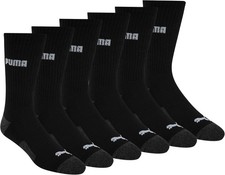 PUMA Men's P116382 Crew 6 Pack Socks 10-13, Black/Grey Logo