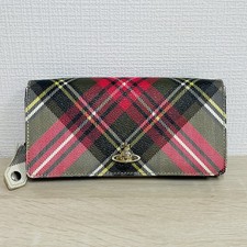Vivienne Westwood Long Wallet Tartan Plaid Orb Logo Multicolor Used