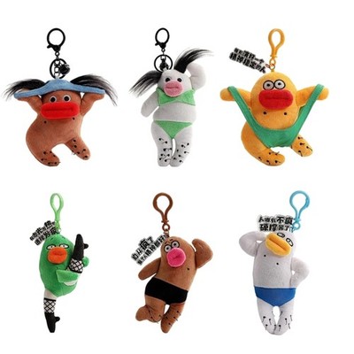 Colorful Plush Keychain Sausage Mouth Doll Charm Keyring Animal Plush Key Ring