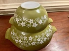 2 PYREX Crazy Daisy Spring Blossom Cinderella Mixing Nesting Bowls - 442 & 444