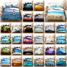Sea Beach Coconut Tree Starfish Bedding Set Quilt Duvet Cover Single Double King