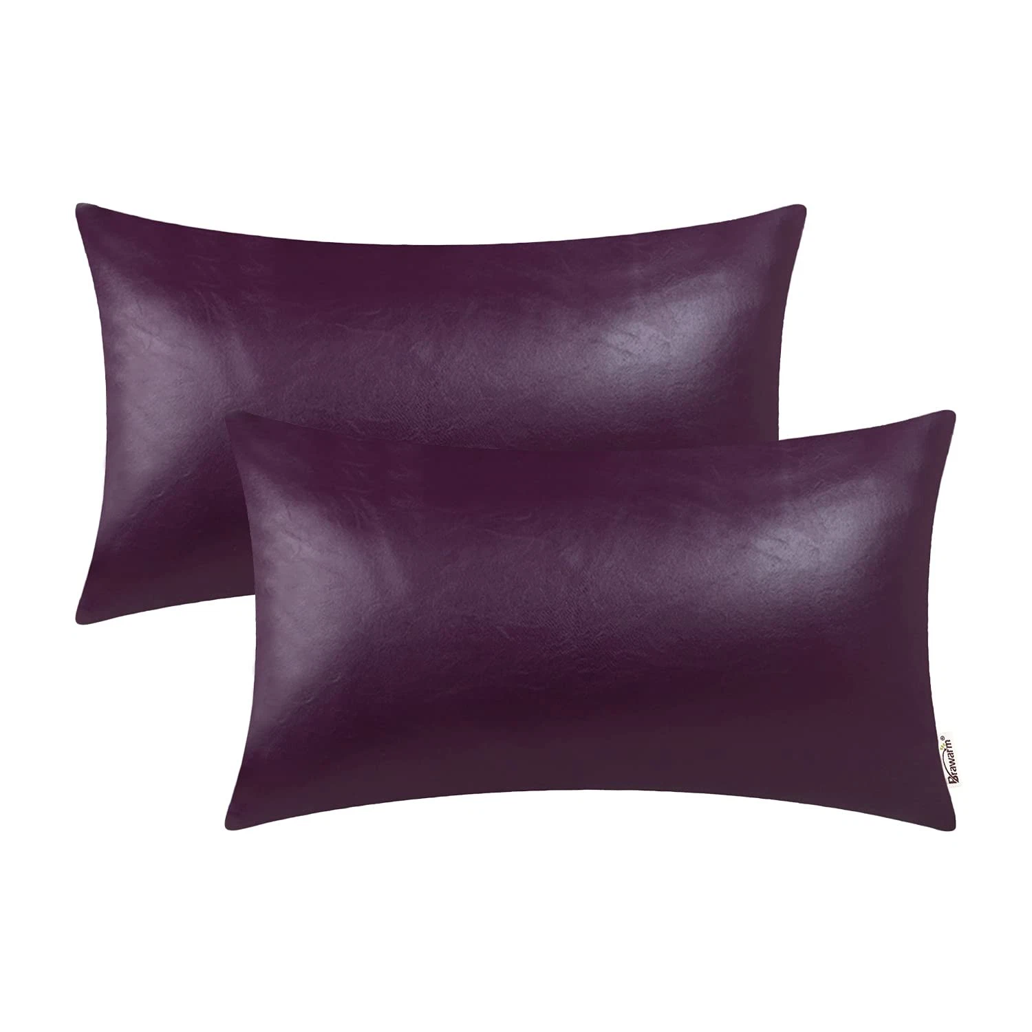 BRAWARM Faux Leather Throw Pillow Covers 12 X 20" x 12" (Pack of 2), Purple
Opens in a new window or