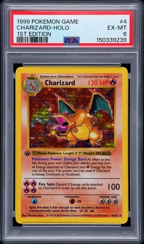 1999 POKEMON BASE SET 1ST EDITION #4 CHARIZARD-HOLO PSA 6