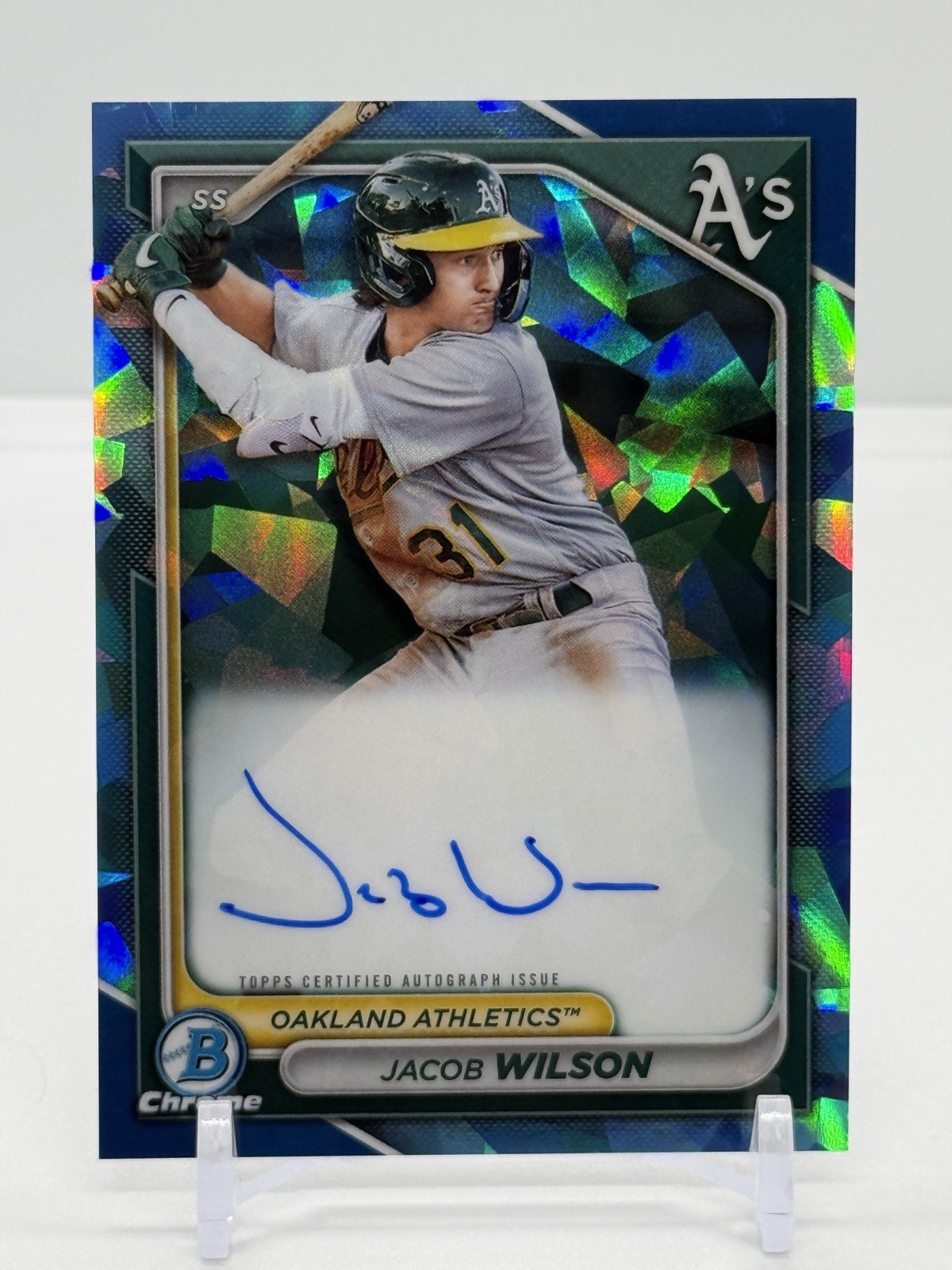 2024 Bowman Sapphire Jacob Wilson Chrome Prospect Auto #BSPA-JWI Athletics