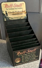 ANTIQUE RUFF STUFF SANDPAPER HARDWARE STORE TIN INDIAN SIGN DISPLAY WAUSAU WIS