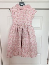 Janie and Jack Pink Floral Tea Party Dress with Faux Fur Girl Size 10