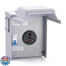 30 Amp Temporary RV Power Outlet with Breaker, Briidea Outdoor Breaker Box wi