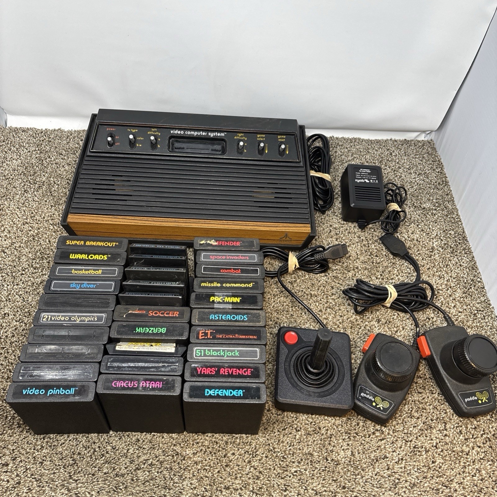 Atari 2600 System Bundle with Console, 30 Games, Joystick, Paddles, and More LOT