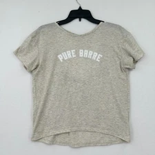 Pure Barre T-Shirt Womens S Heather Greige Fitness Athletic Gym Scoop Back Tee