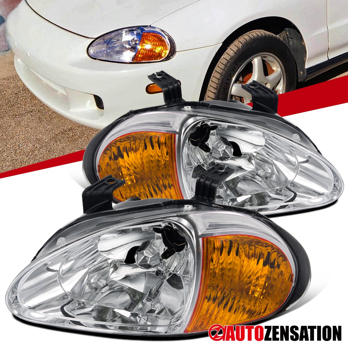Fit 1993-1997 Honda Civic Del Sol Headlights Signal Lamps Left+