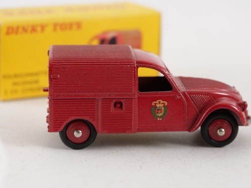 Dinky Toys F N° 25D Citroën 2CV Furgoneta De Incendios Nunca Jugada En Caja 1/43 - Imagen 10 de 13