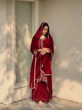 New Latest Faux Georgette Red Palazzo Suit With Dupatta For Wedding Wear