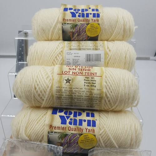 Lot 4 Skeins Vintage Pop'N Yarn Acrylic 4 Ply Worsted USA A3-122 Off White 3 oz - Picture 2 of 19