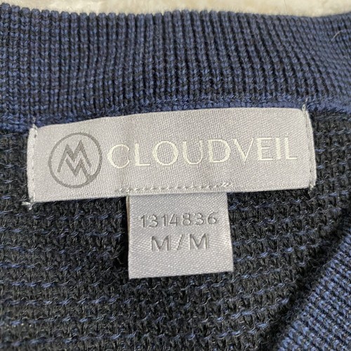Cloudveil Knitted Sweater Mens Size M Blue V-Neck Long Sleeve Pullover Polyester - Picture 2 of 8