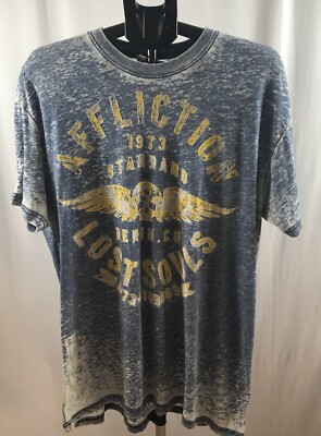 Affliction Lost Souls 1973 Fleur De Lis - Live Fast Skull Blue Tee 2XL #Funk
