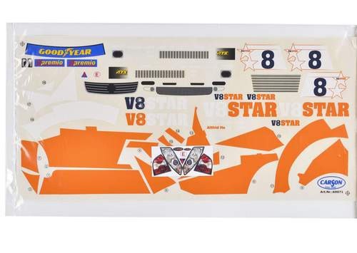 Dekorbogen 1:10 V8 Star Altfried Heger u VIP Nr. 8 Aufkleber Carson 69071 - Bild 2 von 3