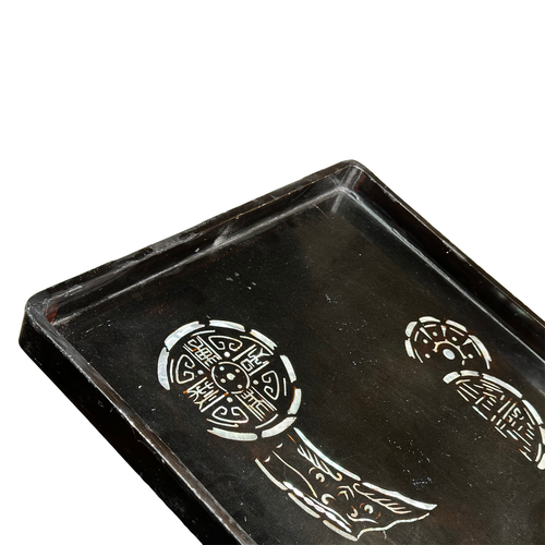 20th Century Korean Black Lacquer Tray - Picture 4 of 11