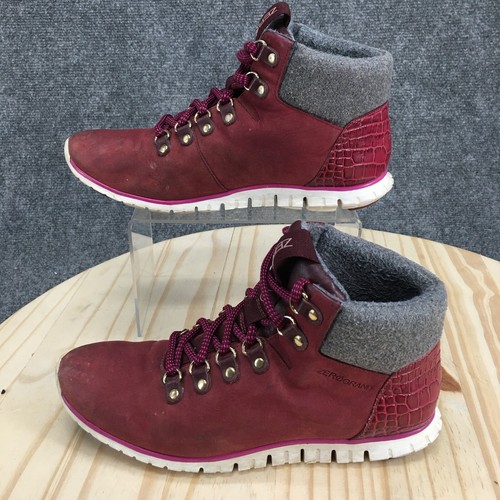 Cole Haan Boots Womens 8 B ZeroGrand Waterproof Lace Up Bootie W15536 Burgundy - Picture 2 of 16