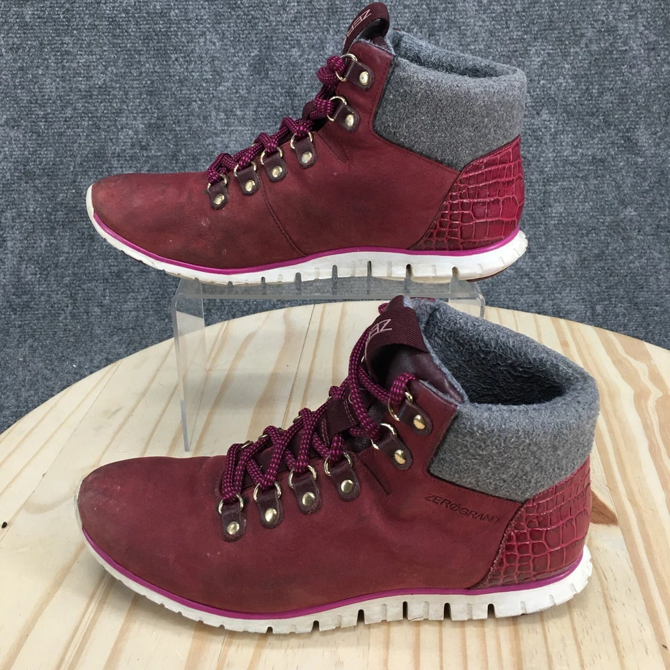 Cole Haan Botas Mujer 8 B ZeroGrand Impermeable Botín con Cordones W15536 Borgoña Foto 2 de 4